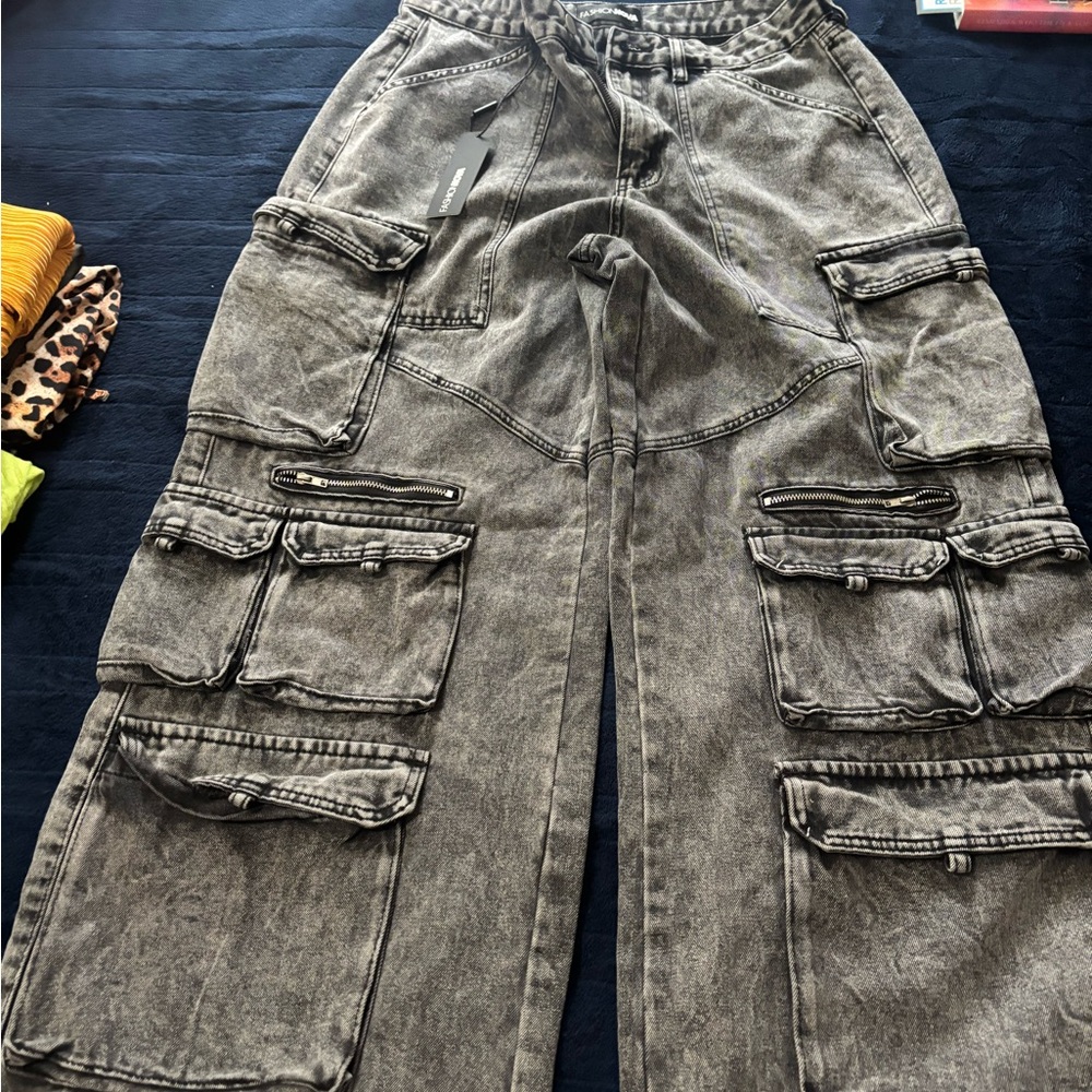 Fashion Nova Charcoal Cargo Pants